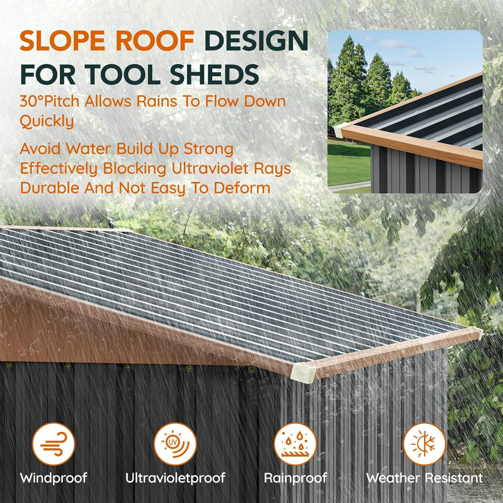 5x3FT Multi-Used Shed & Outdoor Storage Shed with Floor Frame, Lockable Doors, Compact Metal Tool Shed for Garden, Backyard, Patio, Utility, and Various Storage(Matte Gray)
