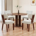 GOTMINSI Mid Century Modern Dining Chairs,Velvet Farmhouse Upholstered Kitchen Chairs, Accent Curved Backrest Dining Room Chairs with Hardwood Legs (Beige-Walnut Legs, 4PCS)