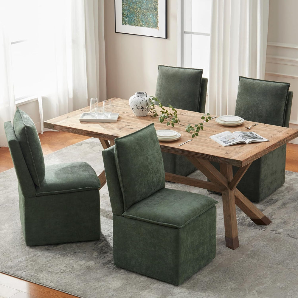 VKNOW Upholstered Dining Chairs Set of 2, Dining Room Chairs with Storage