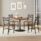 Dining Chair Set of 2, Rustic Wooden Kitchen Chairs with Backrest, Farmhouse Dining Chairs for Kitchen, Industrial Style Chair with Metal Frame, Easy Assembly, Rustic Brown TBHR1001