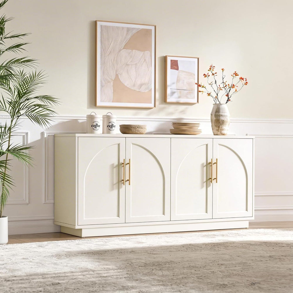 Fatmok Buffet Cabinet with Storage, 59'' Modern Arched Sideboard Cabi...