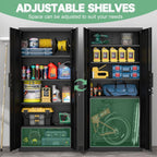 Metal Garage Storage Cabinets, 71" H Black Storage Cabinet for Basement, Heavy Duty Organizer with Adjustable Shelves, Locking Cabinet with 2 Keys, Tall Garage Organizer for Tools
