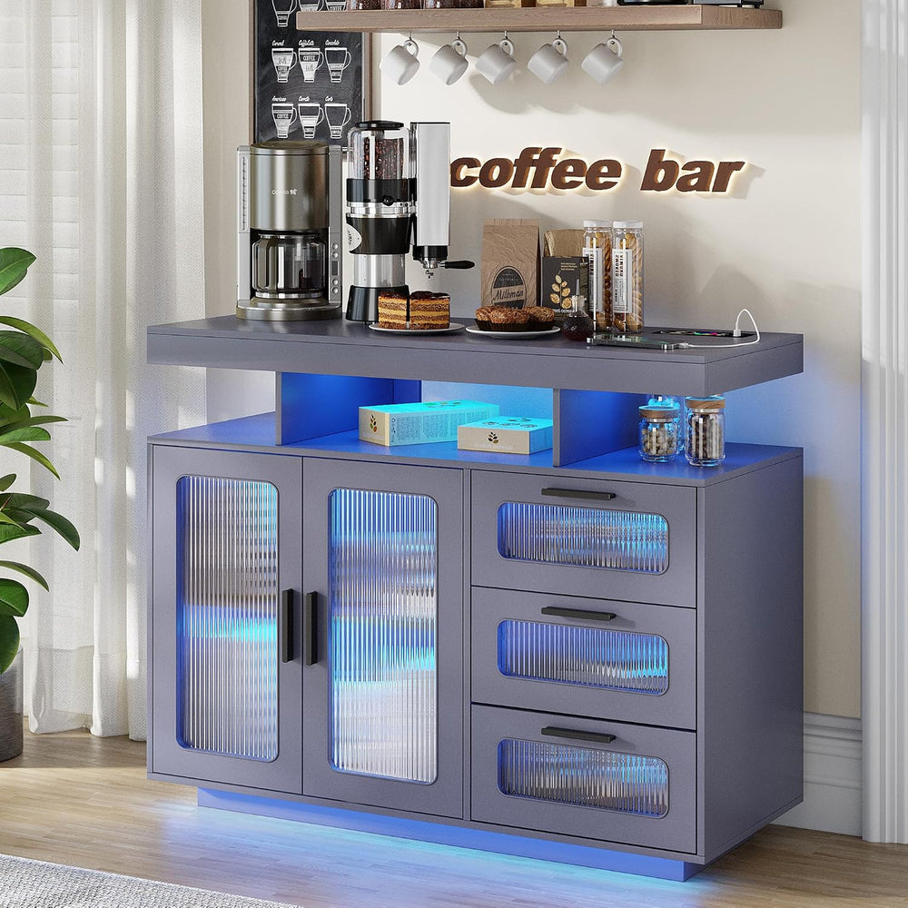Dystler Coffee Bar Cabinet with Storage, Modern Buffet Cabinet with 3 Drawers...