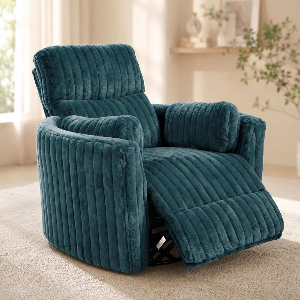 Electric Nursing Power Swivel Rocker Recliner with 2 Pillows, Dark Teal