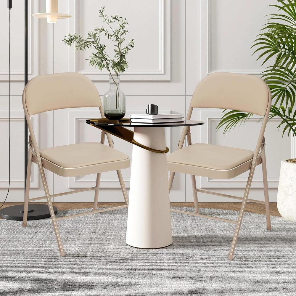 4 Pack Folding Chairs with Cushion, Comfortable Padded Foldable Dinning Chair...