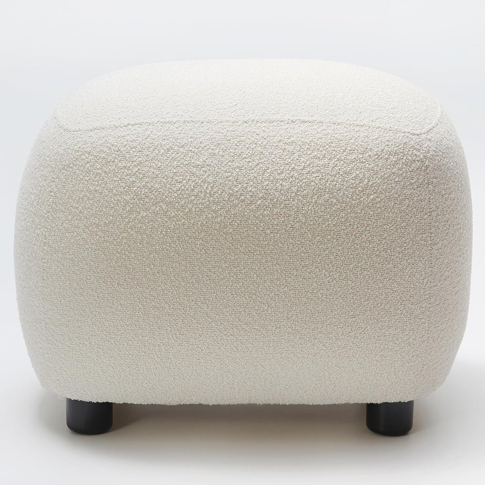 KINWELL Round Boucle Upholstered Ottoman Chair Padded Seat Footstool, Beige |...