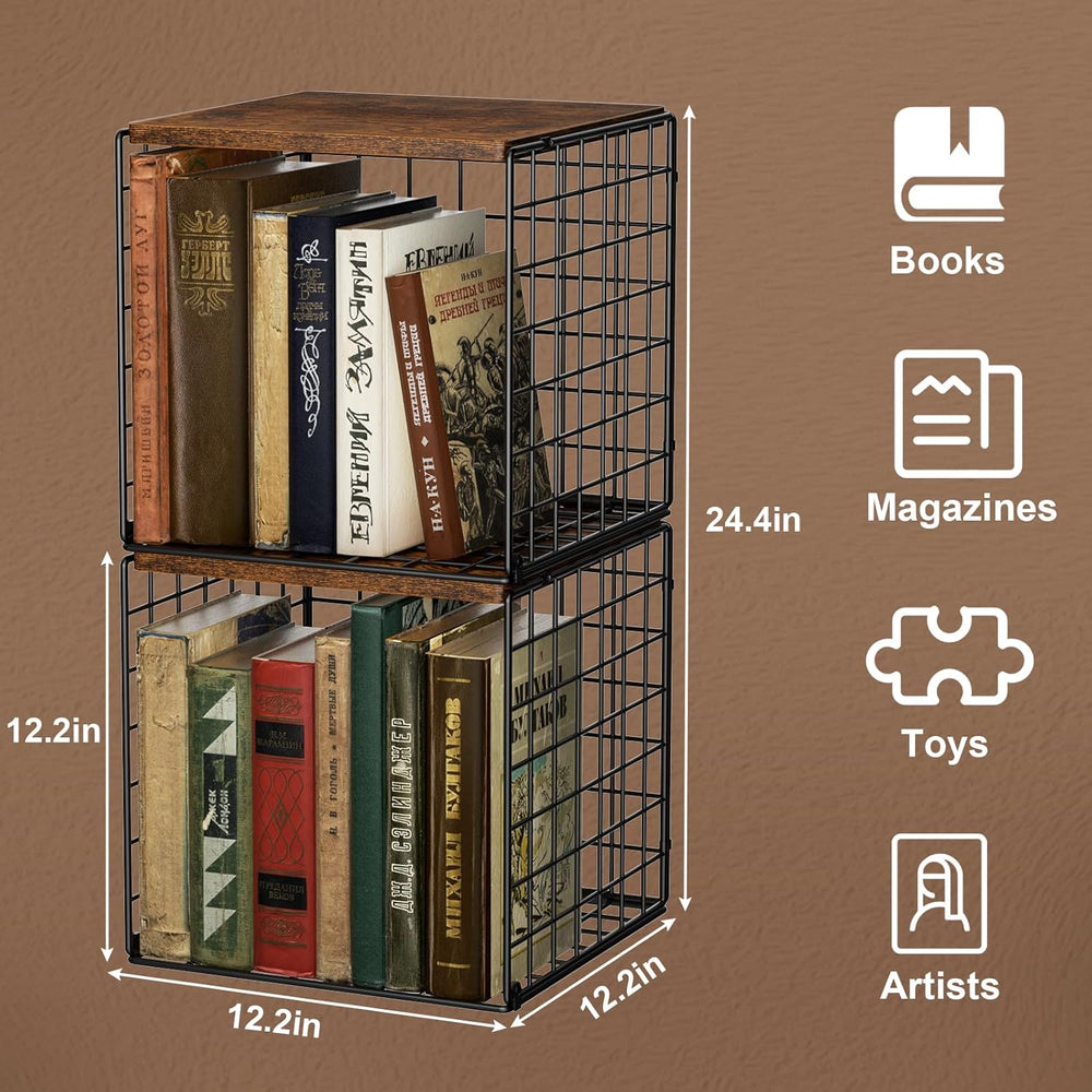 Dmevkic 2 Cube DIY Stackable Small Bookcase,Bookshelf for Small Spaces,Cube S...