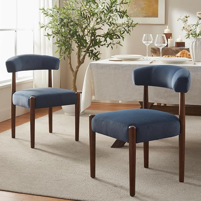 VKNOW Wooden Dining Chairs Set of 4, Modern Upholstered Dining Room Chairs wi...