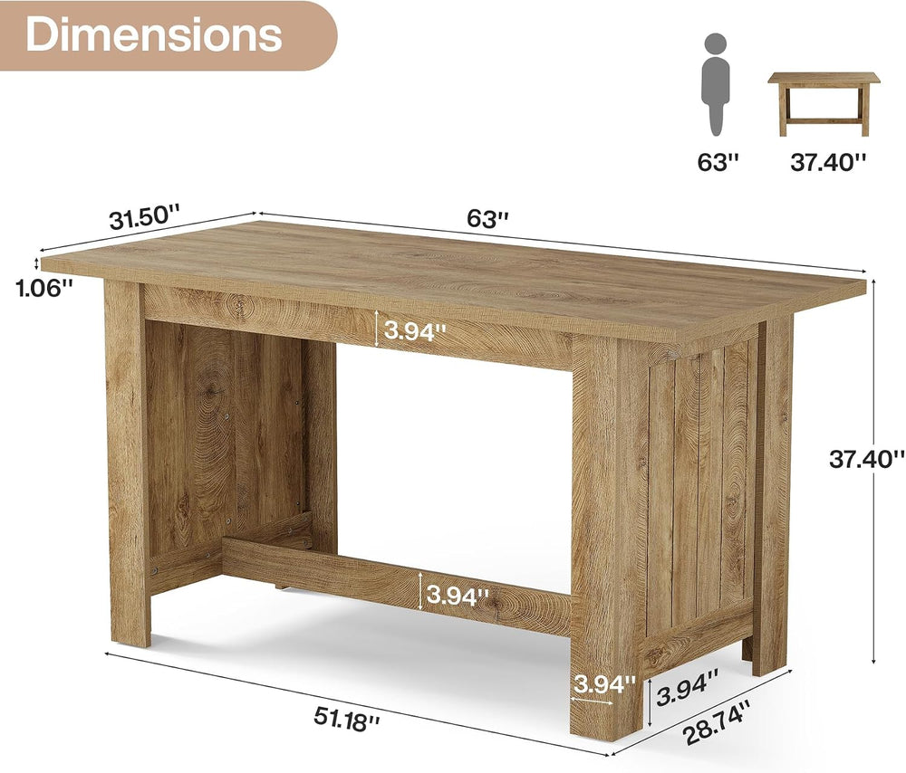 Tribesigns 63-Inch Kitchen Island with Seating, Farmhouse Wood Stationary Isl...