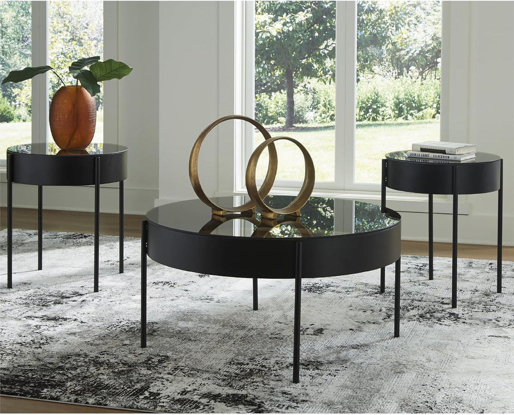 Signature Design by Ashley Ardoline Modern Tempered Glass Tabletop Table Set ...