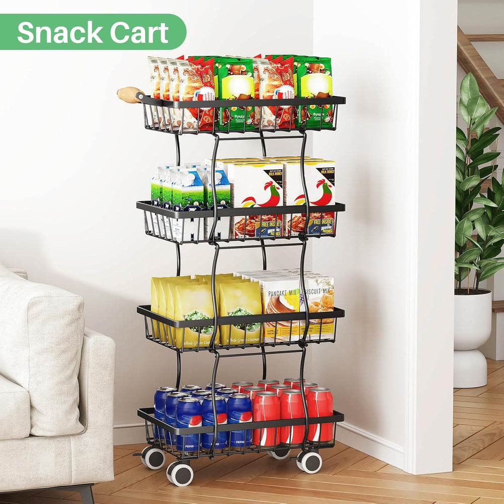 SAYZH Fruit Basket Kitchen Pantry Organizers and Storage - 4 Tier Stackable M...