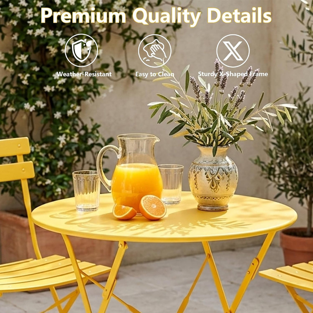 Bistro Table & Chairs Set of 2, Folding Outdoor Patio Furniture