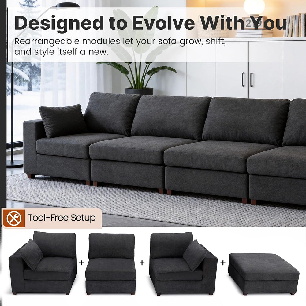 Oversized Sectional Sofa Set, Extra Large Modular Couch with Ottoman, Premium...