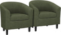 Yaheetech Corduroy Barrel Chairs Set of 2, Upholstered Club Chairs Accent Chairs, Round Armchairs Waiting Room Chairs with Soft Cushion for Living Room Bedroom Reading Room, Dark Green
