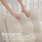 GarveeHome Nursery Rocking Chair, Teddy Fleece Upholstery, Sturdy Wooden Legs & High Backrest, Comfortable Glider Rocking Chair for Living Room or Bedroom, White