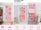 Tiblue Over The Door Shoe Organizers Pink with 35 Mesh Pockets Baby Organizer Storage Hanging Shoe Organizer Shoe Holder Rack For Toddler Girl Room Baby Room Craft Room Bedroom Pantry Bathroom Closet