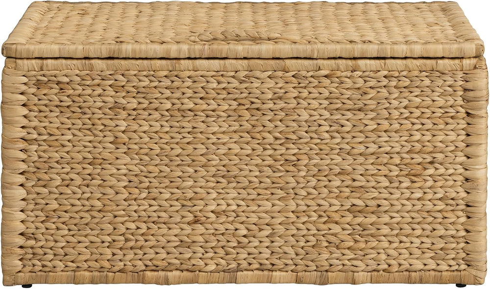 eHemco Water Hyacinth Blanket Storage Trunk, Natural, 36 x 20 x 18.5 | Metal ...