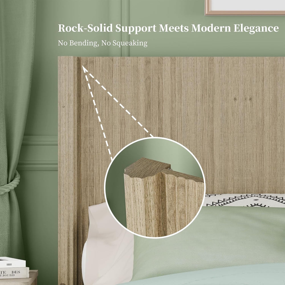 Queen Size Headboard Only, Modern Fluted Wall-Mounted Head Board with Lightin...
