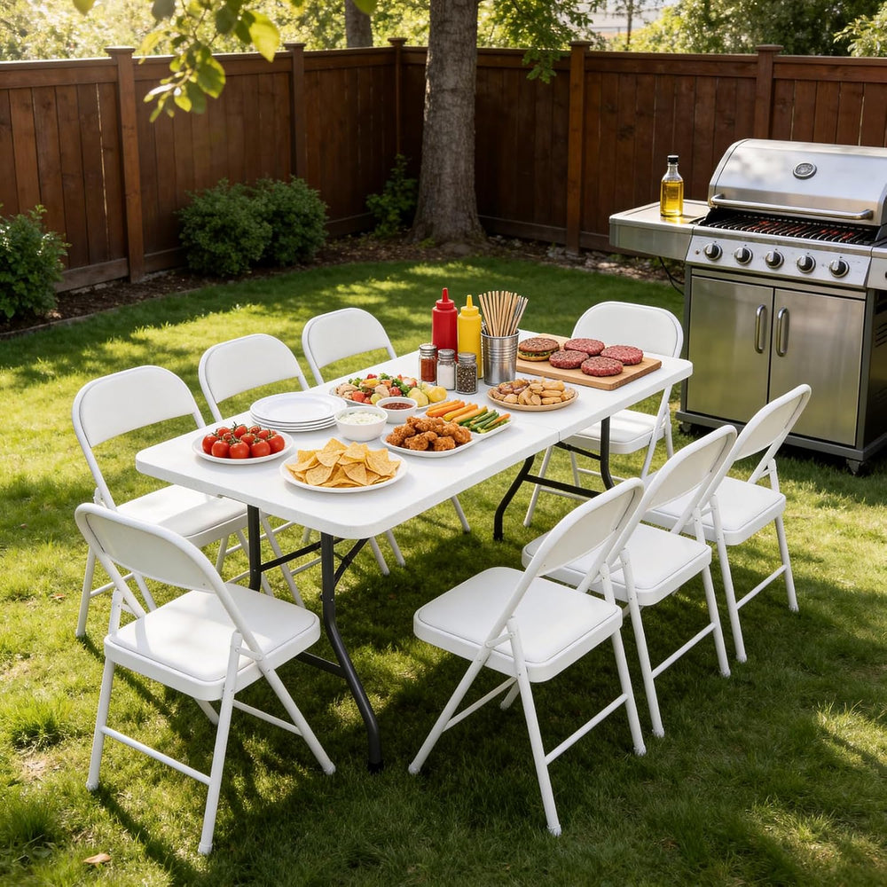 Folding Table 2 Pack, 6 FT Foldable Plastic Table with Carrying Handle, Heavy...
