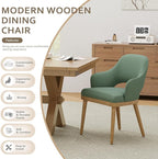 Wooden Dining Chairs Set of 4, Modern Fabric Upholstered Dining Room Chair, Kitchen Side Chairs, Farmhouse Dinner Chair with Open Back for Kitchen, Green
