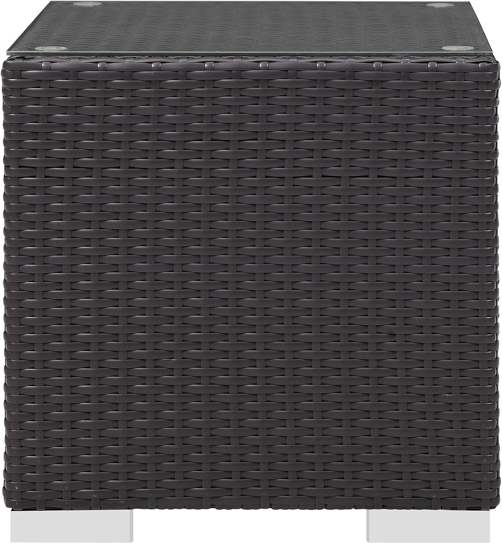 Modway Convene Wicker Rattan Outdoor Patio Side Table in Espresso