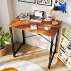 DUMOS 31 Inch Small Computer Desk for Home Office, Modern Study Writing Gaming Work Table Simple Style for Bedroom with X-Shaped ReInchforcement, Rustic Brown