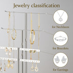 pickpiff Silver Jewelry Stand Holder Organizer: 14.5" Sturdy Hanger for 80 Pcs Jewelry, Chrome Jewlery Tower for Display Necklace, Earring, Bracelet, Watch