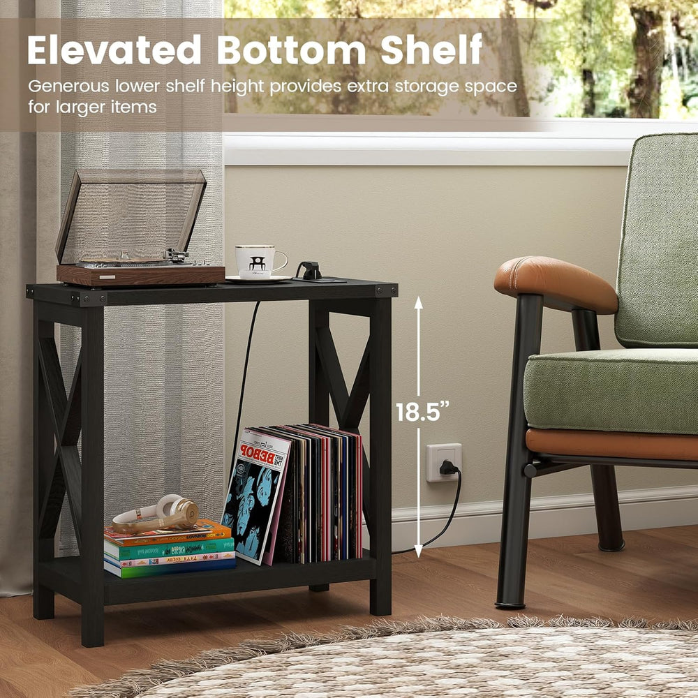 Hadulcet Farmhouse End Tables Living Room Set of 2 - Narrow Side Table with C...