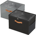 Shoe Organizer for Closet, 2 Pack Foldable Shoe Storage Organizer with Adjustable Dividers, Shoe Storage Box with Clear Cover, Fits up to 16 Pairs, Black & Gray