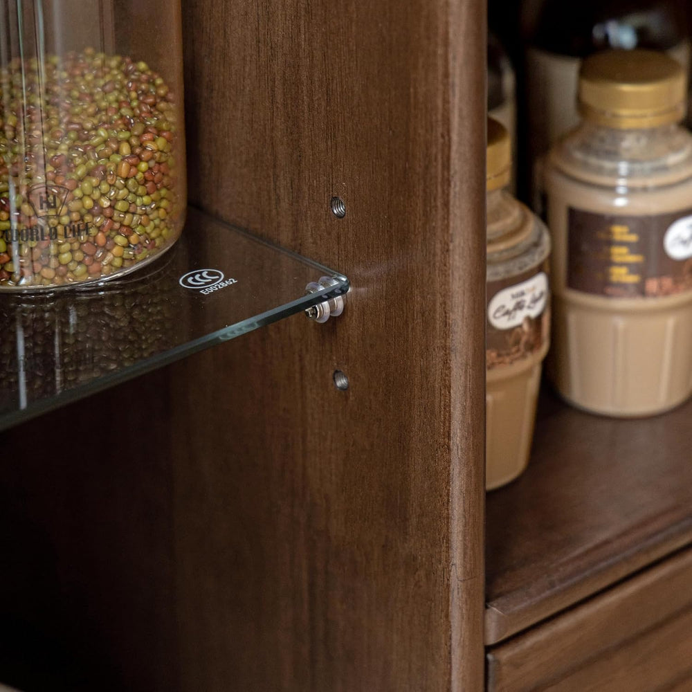 Sideboard Buffet Cabinet with Storage, 100% Solid Rubberwood Wood Coffee Bar ...