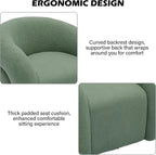 Boucle Swivel Barrel Accent Chair, No Assembly, Green, Set of 2 | Armchair Design, Boucle Fabric, Solid Wood Frame & 360° Metal Swivel Base, For Living Room, Bedroom, Reading & Waiting Room