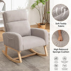 HCHAIRH Rocking Chair Nursery, Nursing Rocking Chairs, Upholstered Nursery Glider Rocker for Mom Nursery Morden Rocking Chair with Side Pocket for Living Room,Bedroom, Teddy Light Gray