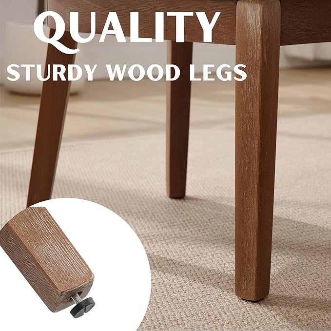 Modern Dining Chairs Set of 4, Comfortable Velvet Fabric Upholstered Kitchen Side Chairs with Back and Wood Legs for Living Room, Khaki