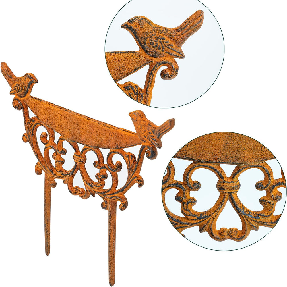 Sungmor Cast Iron Garden Edging 9.9" Tall 4 Pack Rustic Bird Design Fence