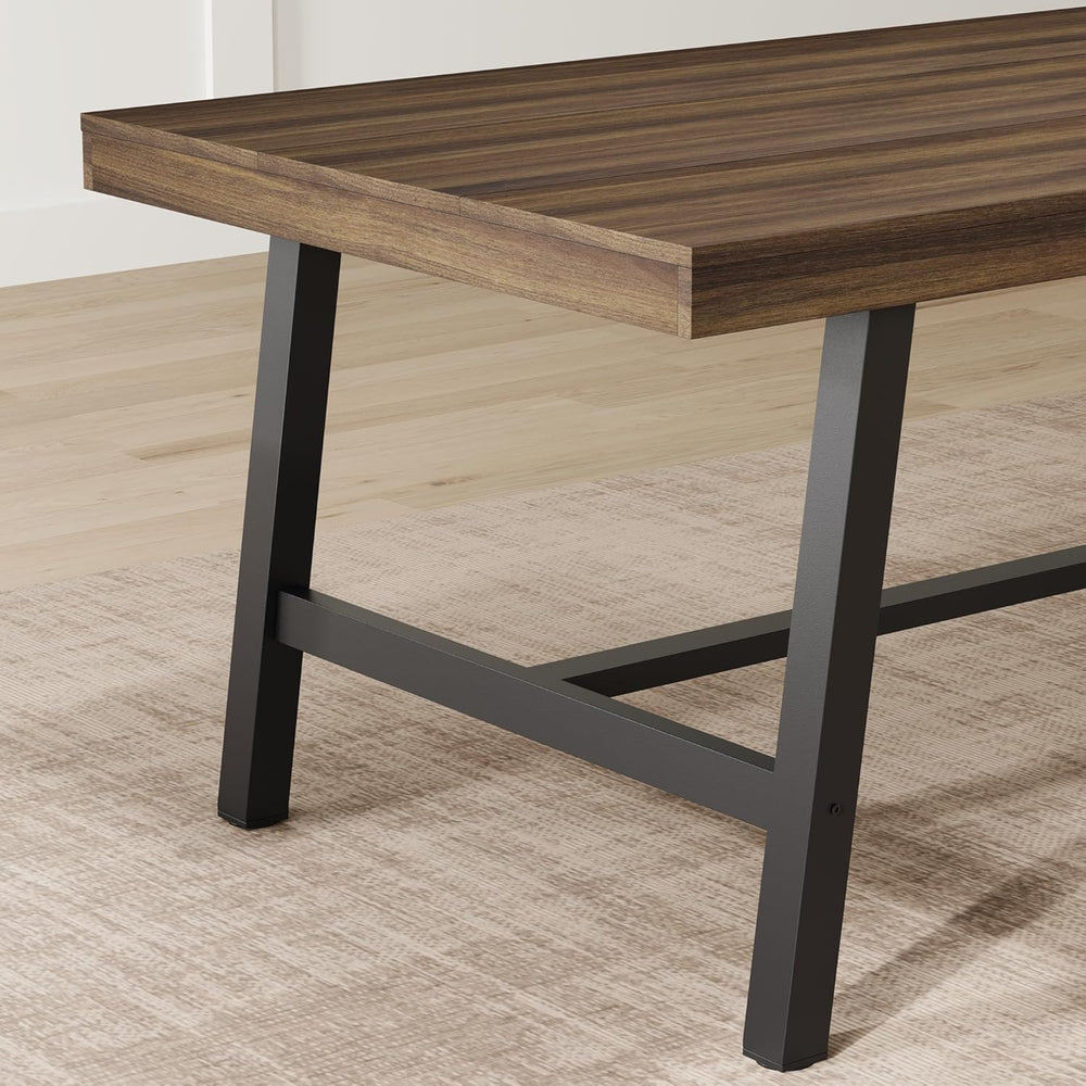 IDEALHOUSE Industrial Dining Table for 6-8 People, 70.87" Large Wooden K...