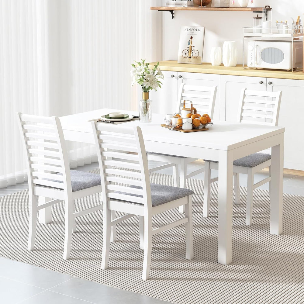 GOFLAME Wooden Dining Chairs Set of 4, Fabric Upholstered Kitchen Chairs with...