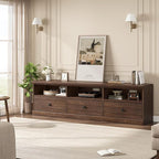 IDEALHOUSE 70in TV Stand for TVs up to 80", Mid Century Modern Entertainment Center with Storage Drawer and Open Shelves, TV Console Media Cabinet for Living Room, Bedroom, Brown