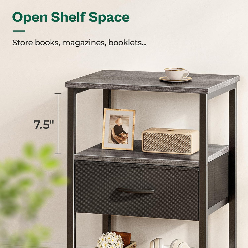 Huuger Nightstand Set of 2, Night Stand with Fabric Drawer, Mesh Shelf, Side ...