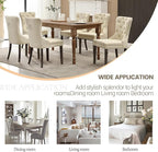 KCC Faux Leather Dining Chairs Set of 2, Upholstered High-end Tufted Dining Room Chair with Nailhead Back Ring Pull Trim Solid Wood Legs, Contemporary Nikki Collection Modern Style for Kitchen, Beige