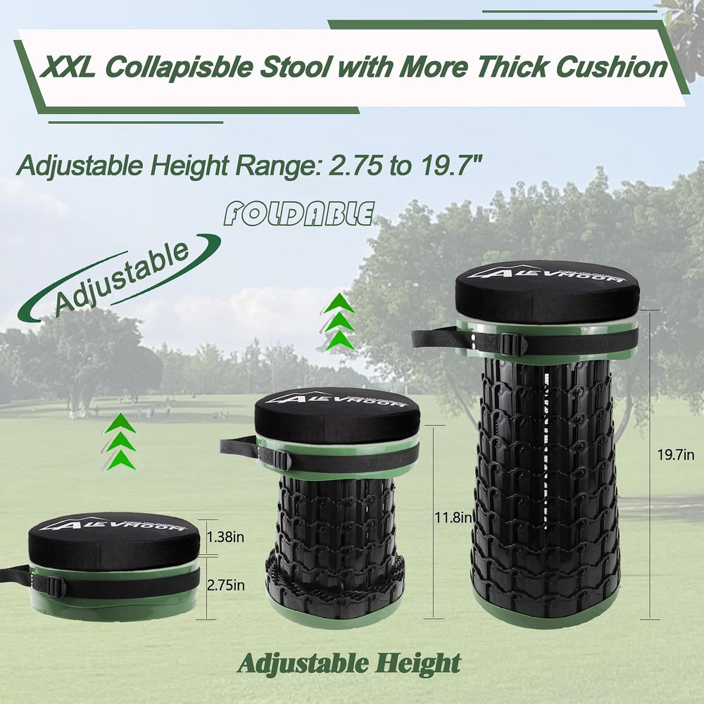 Upgraded XXL Collapsilbe Stool with Cushion,More Sturdy and Height 19.7“,D11....