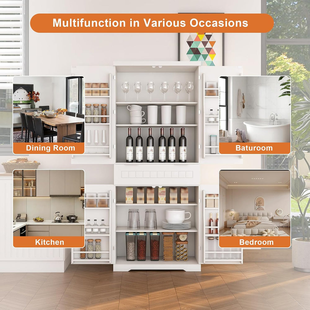 Pantries Cabinet, 71.65" Tall Storage Cabinet with Drawer, 2 Cabinets &a...