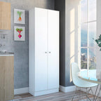 Modern Kitchen Pantry, White Storage Cabinet with 5 Shelves & Double Door, Easy to Maintain, for Dining Room
