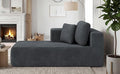 KINGYES Boneless Chaise Lounge Chair for Modular Sectional Sofa, L Shape Corduroy Upholstered Chaise Lounge for Living Room, Gray