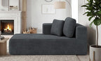 KINGYES Boneless Chaise Lounge Chair for Modular Sectional Sofa, L Shape Corduroy Upholstered Chaise Lounge for Living Room, Gray