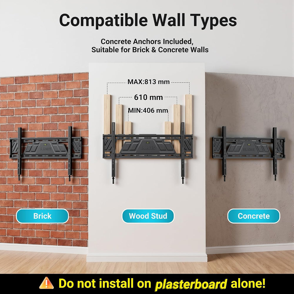BONTEC Heavy Duty Fixed TV Wall Mount, 43-100 Inch TVs, Max VESA 800x600mm | ...