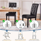 Yaheetech Upholstered Dining Chairs Set of 2 Modern Leather Parsons Kitchen Chairs with Button Tufted High Back and Solid Wood Legs and for Dining Room/Living Room/Restaurant, Brown