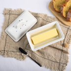 Ceramic Butter Dish with Lid Butter Keeper Butter Plate Tray for Kitchen Countertop, Farm Animals Cow Pig and Rooster Pattern Butter Crock Keeper Saver