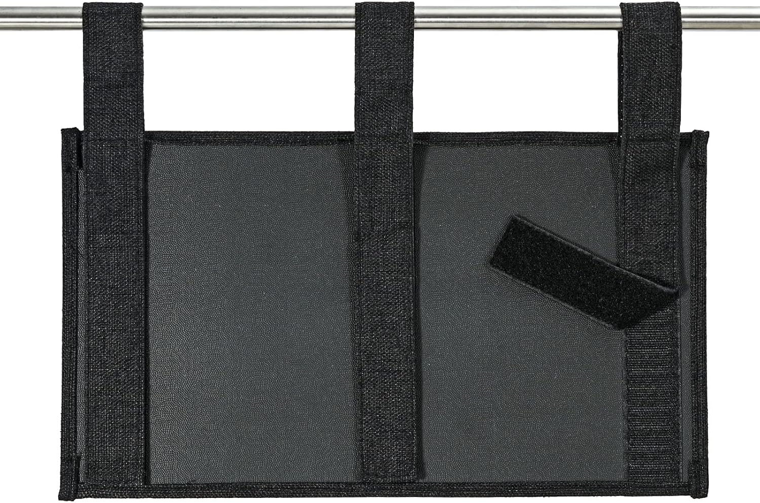 Linen Bedside Caddy, Bedside Storage Organizer for Hospital Beds, College Dorm Rooms or Baby Bed (5 Pockets-Black)