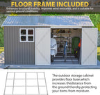 12x10 FT Outdoor Storage Shed with Floor Frame & Window, Heavy Duty Metal Garden Tool Shed with Double Lockable Doors, Waterproof Backyard Utility Shed for Bikes, Lawn Mowers, Tools, Equipment