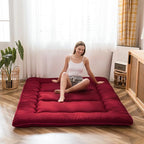 MAXYOYO Japanese Floor Mattress Futon Mattress, 4" Thicken Tatami Mat Sleeping Pad Foldable Roll Up Mat Boys Girls Dormitory Pad Kids Floor Lounger Pillow Bed, Charcoal Grey, Queen Size